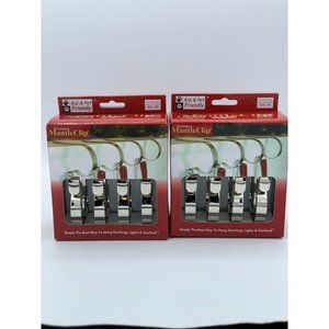 MantleClip 8 pack, Silver, Holiday Mantle Stocking Holder, Light, Garland & Deco